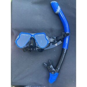 Adicop Snorkel Set Blue Tempered Glass Dive Mask Snorkeling Gear Equipment